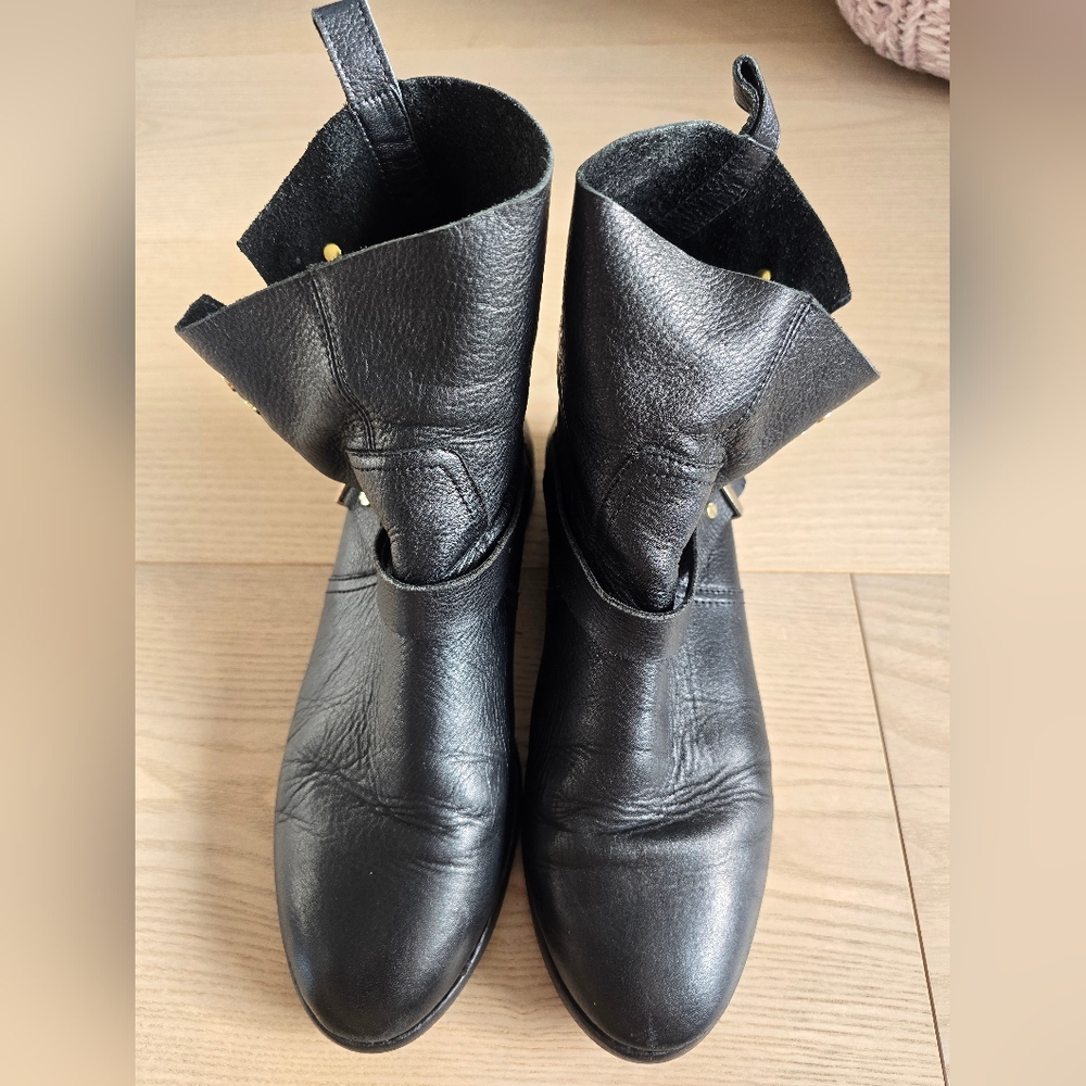 Joie Hoxton Black Leather Ankle Moto Biker Boot Booties Size 10.5